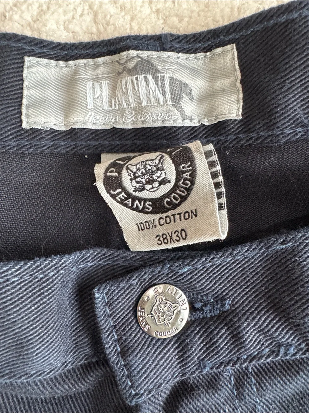 Platini Men's Straight-Leg Jeans in Black Sz 38X30 100% Cotton